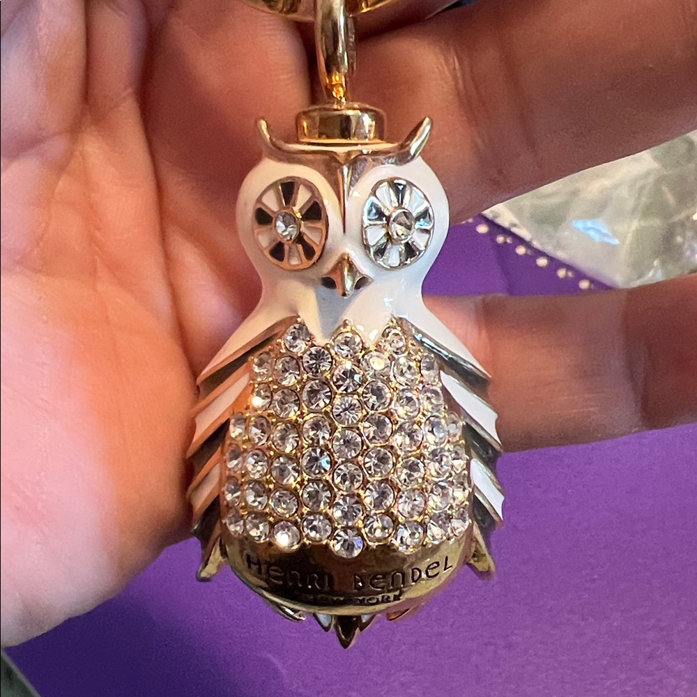 Gorgeous Vintage Henri Bendel Hazel Owl Key Fob W/ Swarovski Crystals
